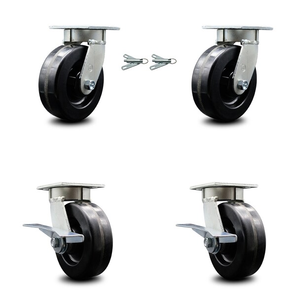 Service Caster 6 Inch Kingpinless Phenolic Wheel Caster Swivel Locks 2 Brakes SCC, 2PK SCC-KP30S620-PHR-BSL-2-SLB-2 - main
